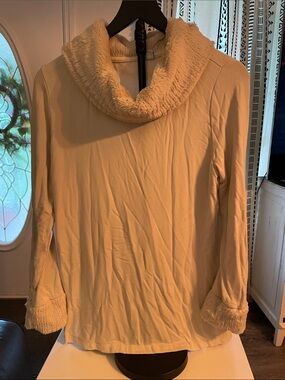 Cato Cream Faux-Fur Cowl Neck Sweater (0057)